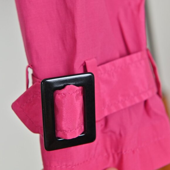 Chico's 70s Retro Preppy Lightweight Windproof Magenta Short Trench Coat Size 1 - Picture 9 of 16